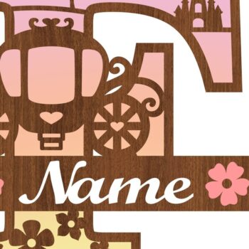 Intra απο ξύλο plywood 3mm-4mm πάχος – Πριγκίπισσα Μονόγραμμα Γράμμα F Αποκοπή αρχείου Δίασταση  20x20 cm INTRAFABR-76567964 - Image 3