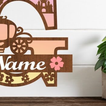 Intra απο ξύλο plywood 3mm-4mm πάχος – Πριγκίπισσα Μονόγραμμα Γράμμα G Αποκοπή αρχείου Δίασταση  20x20 cm INTRAFABR-76567986 - Image 1