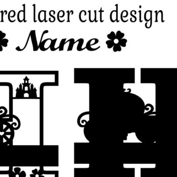 Intra απο ξύλο plywood 3mm-4mm πάχος – Πριγκίπισσα Μονόγραμμα Επιστολή H Αποκοπή αρχείου Δίασταση  20x20 cm INTRAFABR-76568011 - Image 2