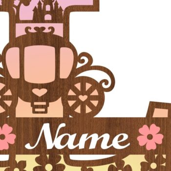 Intra απο ξύλο plywood 3mm-4mm πάχος – Πριγκίπισσα Μονόγραμμα Επιστολή L Αποκοπή αρχείου Δίασταση  20x20 cm INTRAFABR-76568106 - Image 3