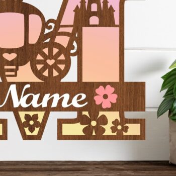 Intra απο ξύλο plywood 3mm-4mm πάχος – Πριγκίπισσα Μονόγραμμα Επιστολή M Αποκοπή αρχείου Δίασταση  20x20 cm INTRAFABR-76568133 - Image 1