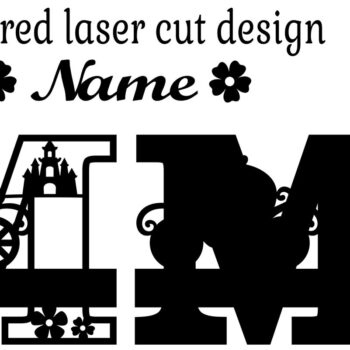 Intra απο ξύλο plywood 3mm-4mm πάχος – Πριγκίπισσα Μονόγραμμα Επιστολή M Αποκοπή αρχείου Δίασταση  20x20 cm INTRAFABR-76568133 - Image 2