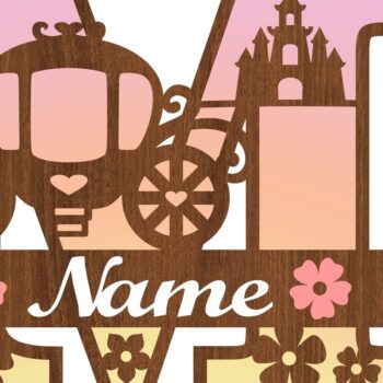 Intra απο ξύλο plywood 3mm-4mm πάχος – Πριγκίπισσα Μονόγραμμα Επιστολή M Αποκοπή αρχείου Δίασταση  20x20 cm INTRAFABR-76568133 - Image 3