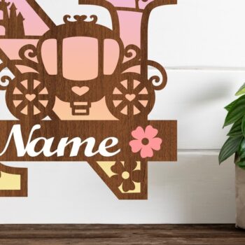 Intra απο ξύλο plywood 3mm-4mm πάχος – Πριγκίπισσα Monogram Letter N Δίασταση  20x20 cm INTRAFABR-76568151 - Image 1