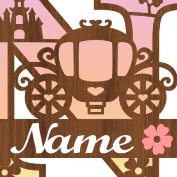 Intra απο ξύλο plywood 3mm-4mm πάχος – Πριγκίπισσα Monogram Letter N Δίασταση  20x20 cm INTRAFABR-76568151 - Image 3