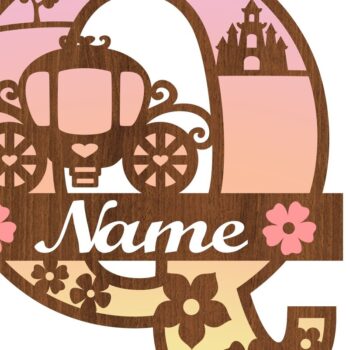 Intra απο ξύλο plywood 3mm-4mm πάχος – Πριγκίπισσα Μονόγραμμα Επιστολή Q Δίασταση  20x20 cm INTRAFABR-76568222 - Image 3