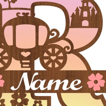 Intra απο ξύλο plywood 3mm-4mm πάχος – Αρχείο κομμένου γράμματος Princess Monogram Letter R Δίασταση  20x20 cm INTRAFABR-76568254 - Image 3