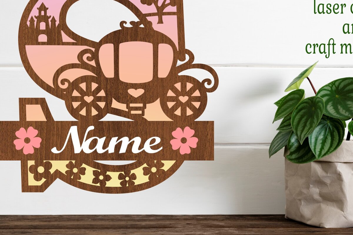 Intra απο ξύλο plywood 3mm-4mm πάχος – Αρχείο κομμένου γράμματος Princess Monogram S Δίασταση  20x20 cm INTRAFABR-76568275