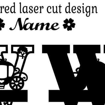 Intra απο ξύλο plywood 3mm-4mm πάχος – Πριγκίπισσα Μονόγραμμα Επιστολή W Δίασταση  20x20 cm INTRAFABR-76568385 - Image 2