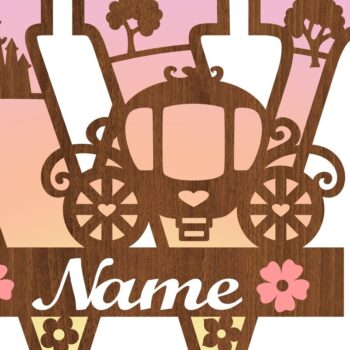 Intra απο ξύλο plywood 3mm-4mm πάχος – Πριγκίπισσα Μονόγραμμα Επιστολή W Δίασταση  20x20 cm INTRAFABR-76568385 - Image 3