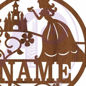 Intra απο ξύλο plywood 3mm-4mm πάχος – Πινακίδα ονόματος πριγκίπισσας Δίασταση  20x20 cm INTRAFABR-95210080 - Image 3