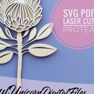 Intra απο ξύλο plywood 3mm-4mm πάχος – Αρχείο κοπής με λέιζερ Protea Flower Δίασταση  20x20 cm INTRAFABR-34380534
