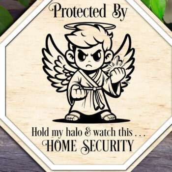 Intra απο ξύλο plywood 3mm-4mm πάχος – Προστατεύεται από τον Άγγελο Σημάδι Ασφάλειας Σπίτι Δίασταση  20x20 cm INTRAFABR-110422234 - Image 1