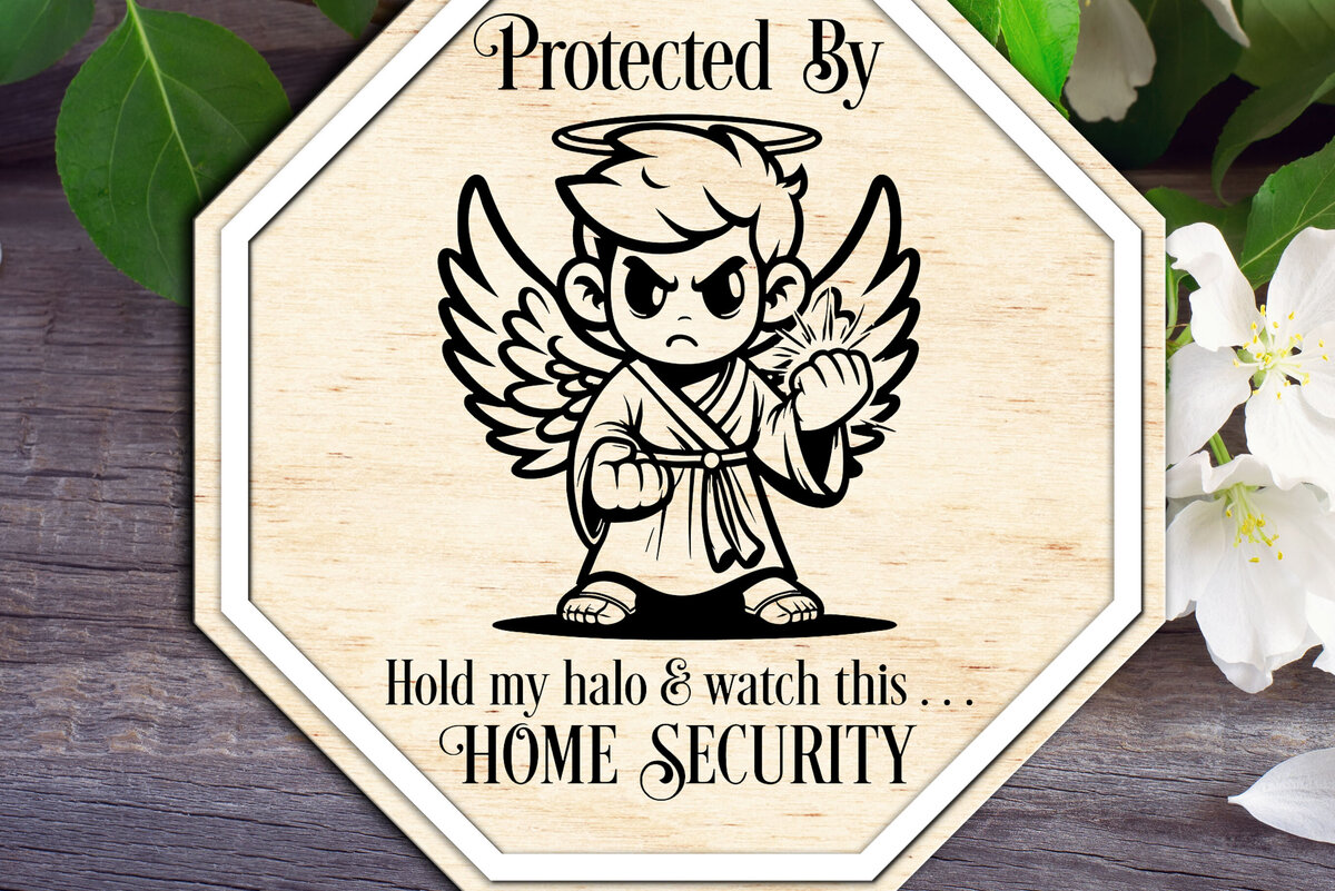 Intra απο ξύλο plywood 3mm-4mm πάχος – Προστατεύεται από τον Άγγελο Σημάδι Ασφάλειας Σπίτι Δίασταση  20x20 cm INTRAFABR-110422234