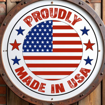 Intra απο ξύλο plywood 3mm-4mm πάχος – Proudly Made in USA στρογγυλή επιγραφή Δίασταση  20x20 cm INTRAFABR-123525460 - Image 2