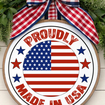 Intra απο ξύλο plywood 3mm-4mm πάχος – Proudly Made in USA στρογγυλή επιγραφή Δίασταση  20x20 cm INTRAFABR-123525460 - Image 10