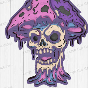 Intra απο ξύλο plywood 3mm-4mm πάχος – Psychedelic Skull Mushroom Δίασταση  20x20 cm INTRAFABR-124651610 - Image 1