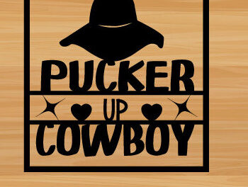 Intra απο ξύλο plywood 3mm-4mm πάχος – Pucker Up Cowboy Laser, μεταλλικό Δίασταση  20x20 cm INTRAFABR-87761153 - Image 1