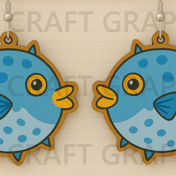 Intra απο ξύλο plywood 3mm-4mm πάχος – Σκουλαρίκια Pufferfish Δίασταση  5x5 cm INTRAFABR-123333825 - Image 1