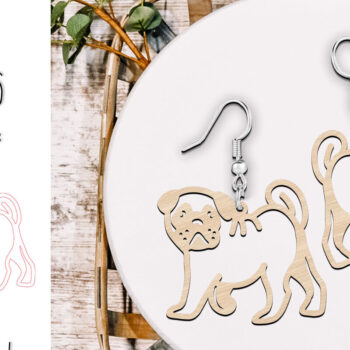 Intra απο ξύλο plywood 3mm-4mm πάχος – Σκουλαρίκια Pug Dog κοπής με λέιζερ Δίασταση 5x5 cm INTRAFABR-119201119 - Image 1