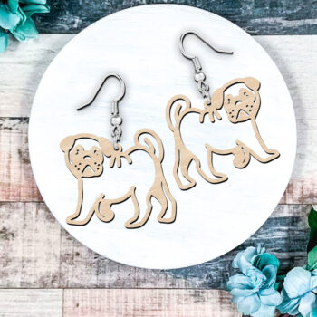 Intra απο ξύλο plywood 3mm-4mm πάχος – Σκουλαρίκια Pug Dog κοπής με λέιζερ Δίασταση 5x5 cm INTRAFABR-119201119 - Image 2