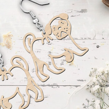 Intra απο ξύλο plywood 3mm-4mm πάχος – Σκουλαρίκια Pug Dog κοπής με λέιζερ Δίασταση 5x5 cm INTRAFABR-119201119 - Image 4