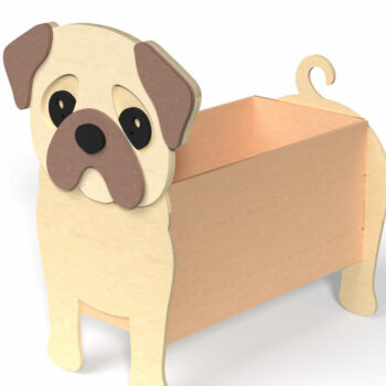 Intra απο ξύλο plywood 3mm-4mm πάχος – Κουτί αποθήκευσης Pug Dog – Δίασταση  20x20 cm INTRAFABR-120635054 - Image 1