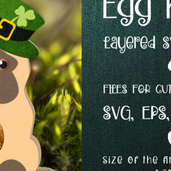Intra απο ξύλο plywood 3mm-4mm πάχος – Pug - Πρότυπο Patrick's Day Egg Holder Δίασταση  20x20 cm INTRAFABR-24505981 - Image 1