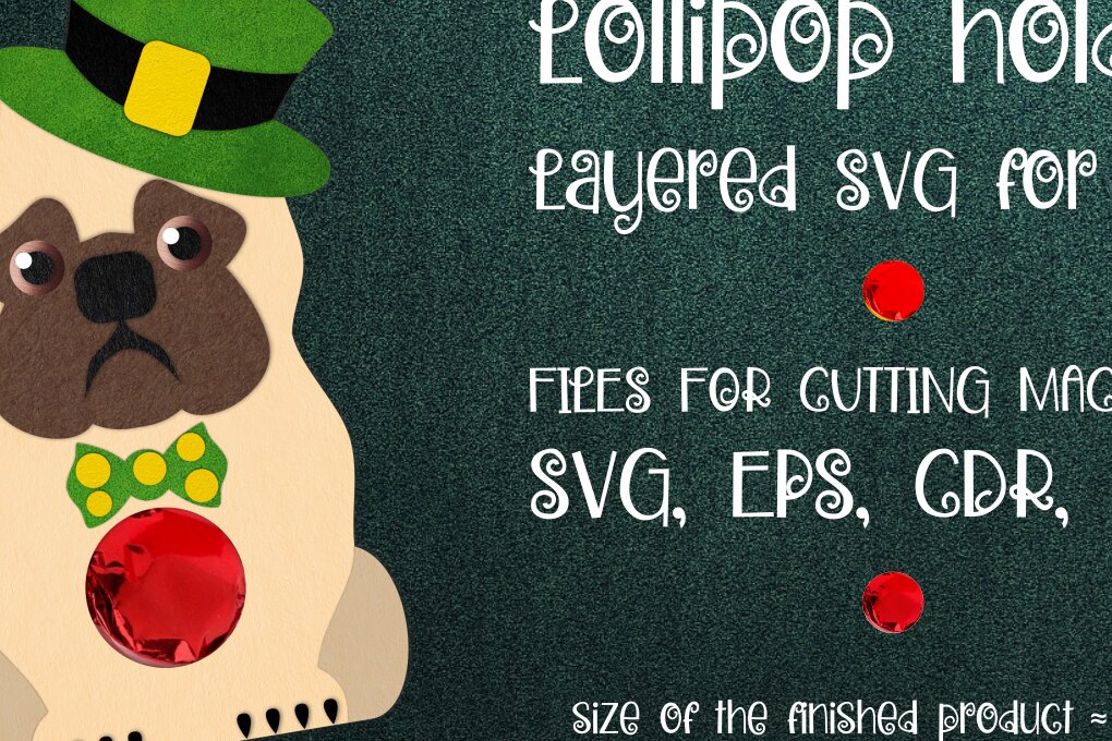 Intra απο ξύλο plywood 3mm-4mm πάχος – Pug-Patrick's Day Lollipop Holder Δίασταση  20x20 cm INTRAFABR-24119906