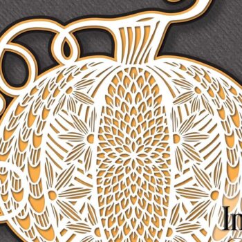 Intra απο ξύλο plywood 3mm-4mm πάχος – Πρότυπο φθινοπωρινής κοπής κολοκύθας 3 στρώσεων Δίασταση  20x20 cm INTRAFABR-17009809 - Image 1