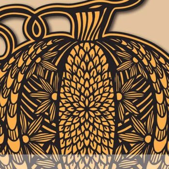 Intra απο ξύλο plywood 3mm-4mm πάχος – Πρότυπο φθινοπωρινής κοπής κολοκύθας 3 στρώσεων Δίασταση  20x20 cm INTRAFABR-17009809 - Image 2