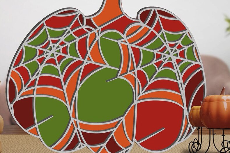 Intra απο ξύλο plywood 3mm-4mm πάχος – Κολοκύθα 3D Layered Δίασταση  20x20 cm INTRAFABR-37607496