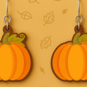 Intra απο ξύλο plywood 3mm-4mm πάχος – Φθινοπωρινά σκουλαρίκια κολοκύθας Δίασταση  5x5 cm INTRAFABR-125310806