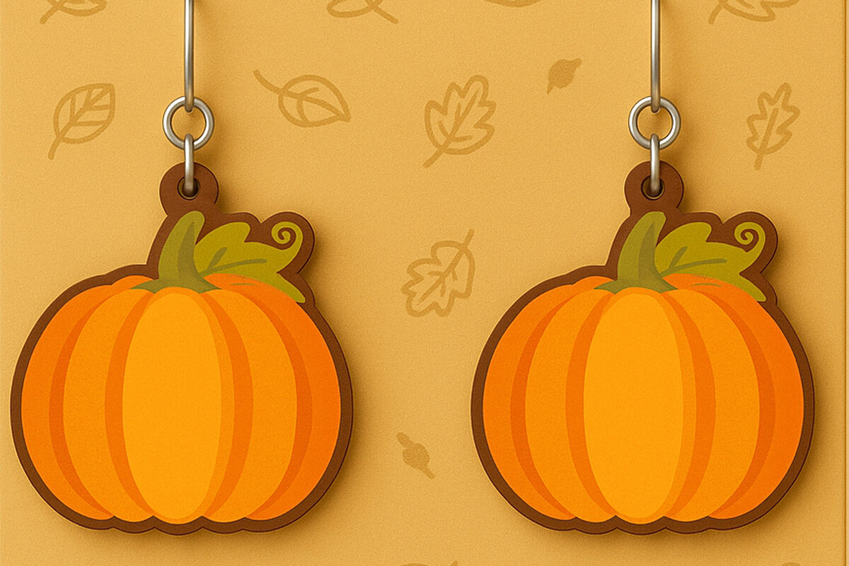 Intra απο ξύλο plywood 3mm-4mm πάχος – Φθινοπωρινά σκουλαρίκια κολοκύθας Δίασταση  5x5 cm INTRAFABR-125310806