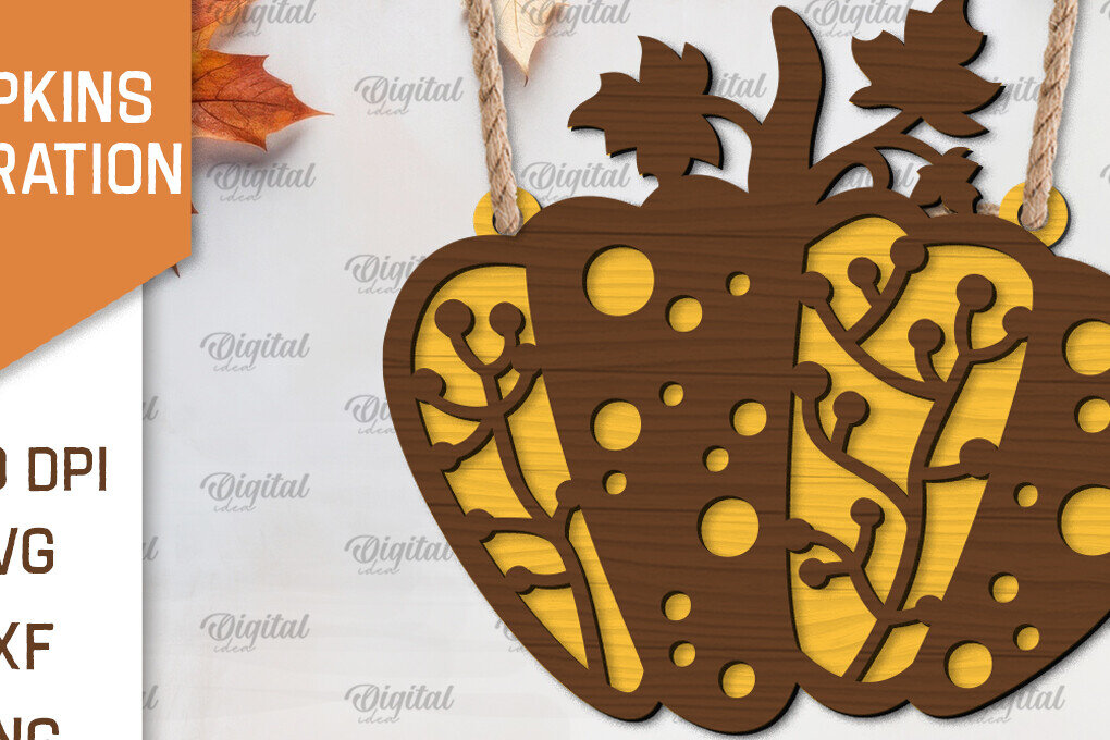 Intra απο ξύλο plywood 3mm-4mm πάχος –  κοπής λέιζερ διακόσμησης κολοκύθας Δίασταση  20x20 cm INTRAFABR-103860453