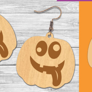 Intra απο ξύλο plywood 3mm-4mm πάχος – Σκουλαρίκια με λέιζερ προσώπου κολοκύθας 1 Δίασταση 5x5 cm INTRAFABR-106019345