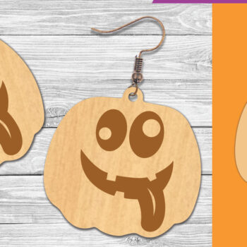 Intra απο ξύλο plywood 3mm-4mm πάχος – Σκουλαρίκια με λέιζερ προσώπου κολοκύθας 1 Δίασταση  5x5 cm INTRAFABR-106019345 - Image 1