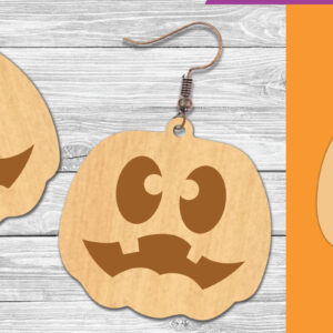 Intra απο ξύλο plywood 3mm-4mm πάχος – Σκουλαρίκια με λέιζερ προσώπου κολοκύθας 2 Δίασταση 5x5 cm INTRAFABR-106019411