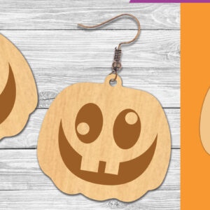 Intra απο ξύλο plywood 3mm-4mm πάχος – Σκουλαρίκια με λέιζερ προσώπου κολοκύθας 3 Δίασταση 5x5 cm INTRAFABR-106019455