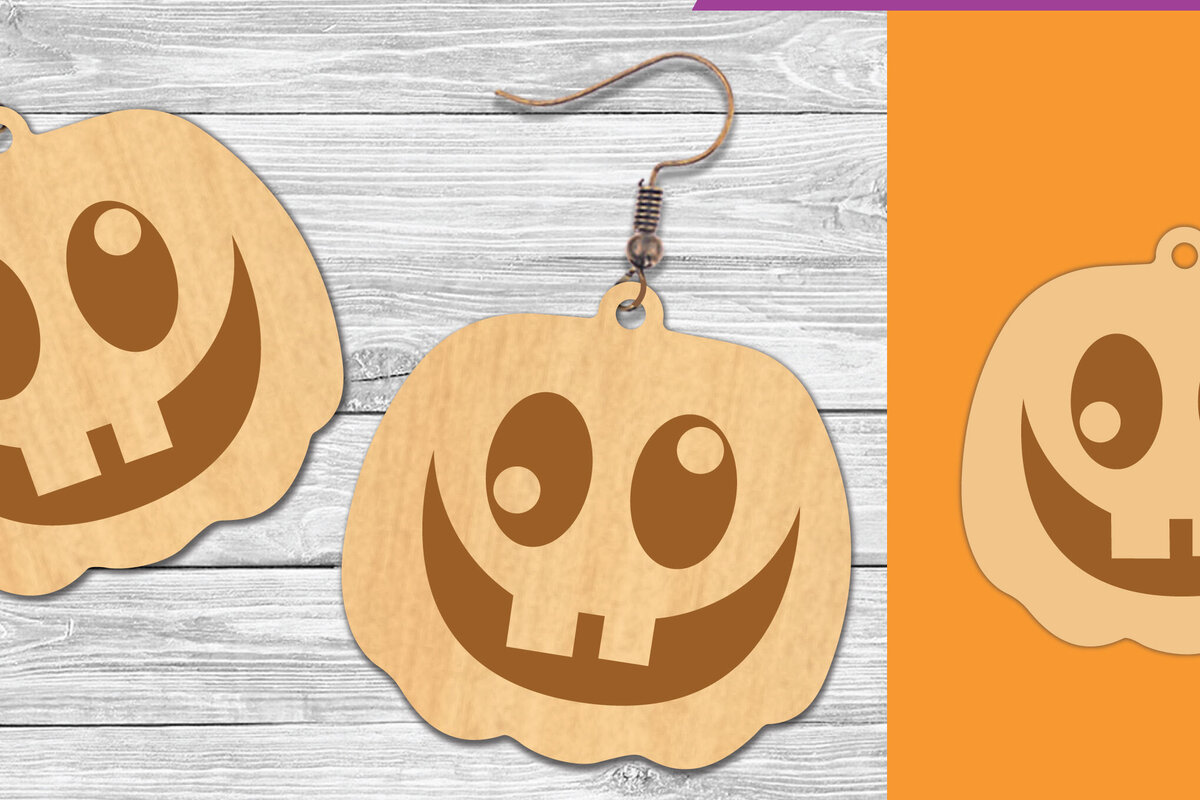 Intra απο ξύλο plywood 3mm-4mm πάχος – Σκουλαρίκια με λέιζερ προσώπου κολοκύθας 3 Δίασταση  5x5 cm INTRAFABR-106019455