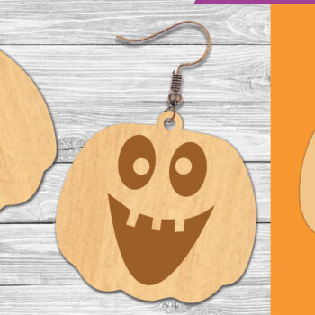 Intra απο ξύλο plywood 3mm-4mm πάχος – Σκουλαρίκια με λέιζερ προσώπου κολοκύθας 4 Δίασταση  5x5 cm INTRAFABR-106019519 - Image 1