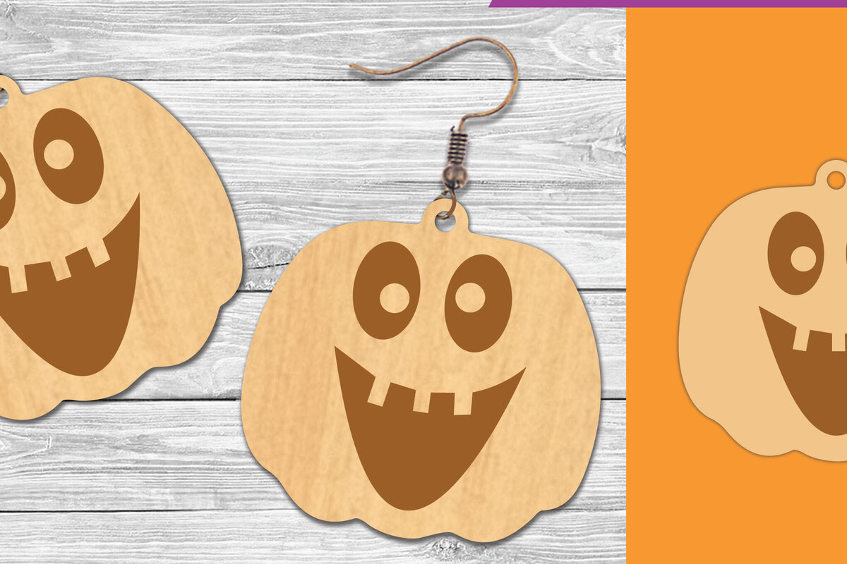 Intra απο ξύλο plywood 3mm-4mm πάχος – Σκουλαρίκια με λέιζερ προσώπου κολοκύθας 4 Δίασταση  5x5 cm INTRAFABR-106019519