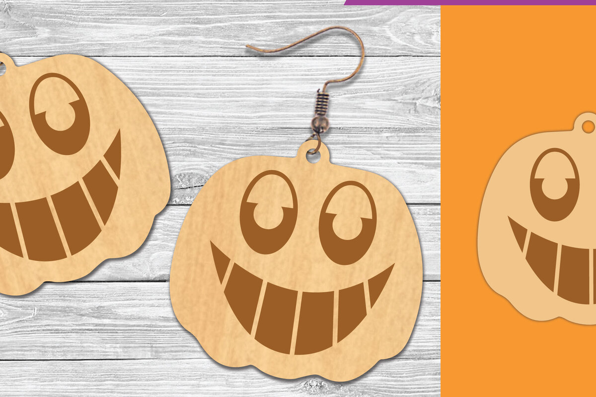 Intra απο ξύλο plywood 3mm-4mm πάχος – Σκουλαρίκια κοπής με λέιζερ κολοκύθας 6 Δίασταση  5x5 cm INTRAFABR-106019652