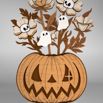 Intra απο ξύλο plywood 3mm-4mm πάχος – Pumpkin Flowers Table Δίασταση  20x20 cm INTRAFABR-110183142 - Image 2