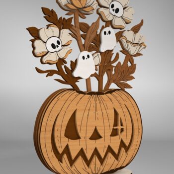 Intra απο ξύλο plywood 3mm-4mm πάχος – Pumpkin Flowers Table Δίασταση  20x20 cm INTRAFABR-110183142 - Image 3