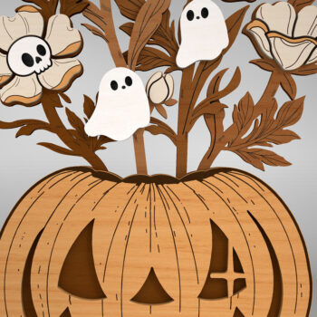 Intra απο ξύλο plywood 3mm-4mm πάχος – Pumpkin Flowers Table Δίασταση  20x20 cm INTRAFABR-110183142 - Image 5