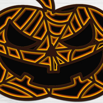 Intra απο ξύλο plywood 3mm-4mm πάχος – Αρχείο 3D πολυστρωματικής κοπής Pumpkin Halloween Δίασταση  20x20 cm INTRAFABR-17693046 - Image 1