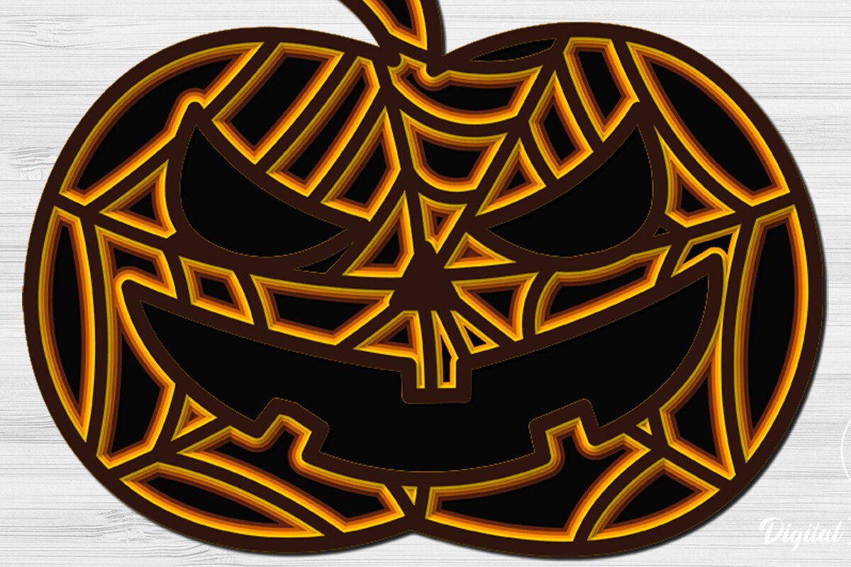 Intra απο ξύλο plywood 3mm-4mm πάχος – Αρχείο 3D πολυστρωματικής κοπής Pumpkin Halloween Δίασταση  20x20 cm INTRAFABR-17693046