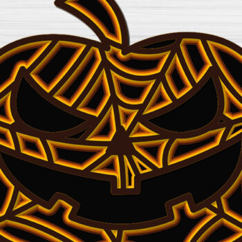 Intra απο ξύλο plywood 3mm-4mm πάχος – Αρχείο 3D πολυστρωματικής κοπής Pumpkin Halloween Δίασταση  20x20 cm INTRAFABR-17693046 - Image 2