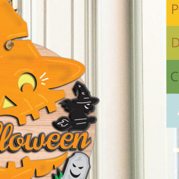 Intra απο ξύλο plywood 3mm-4mm πάχος – Κρεμάστρα πόρτας στεφάνι αποκριάτικων καπέλων κολοκύθας Δίασταση  20x20 cm INTRAFABR-103575672 - Image 2